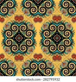 Seamless pattern ethnic style. Vintage decorative texture. Indian, arabic motive.