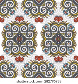 Seamless pattern ethnic style. Vintage decorative texture. Indian, arabic motive.