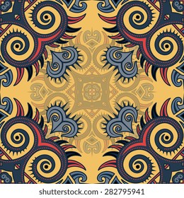 Seamless pattern ethnic style. Vintage decorative texture. Indian, arabic motive.