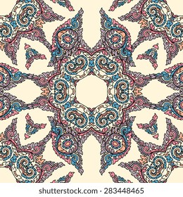 Seamless pattern ethnic style. Vintage decorative texture. Indian, arabic motive.