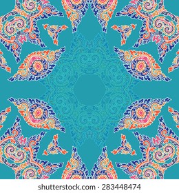 Seamless pattern ethnic style. Vintage decorative texture. Indian, arabic motive.