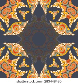 Seamless pattern ethnic style. Vintage decorative texture. Indian, arabic motive.