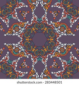 Seamless pattern ethnic style. Vintage decorative texture. Indian, arabic motive.