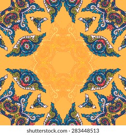 Seamless pattern ethnic style. Vintage decorative texture. Indian, arabic motive.