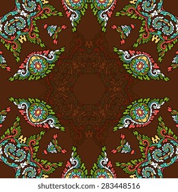 Seamless pattern ethnic style. Vintage decorative texture. Indian, arabic motive.