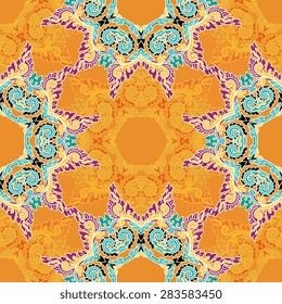 Seamless pattern ethnic style. Vintage decorative texture. Indian, arabic motive.