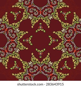 Seamless pattern ethnic style. Vintage decorative texture. Indian, arabic motive.