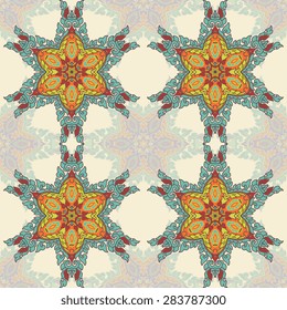 Seamless pattern ethnic style. Vintage decorative texture. Indian, arabic motive.