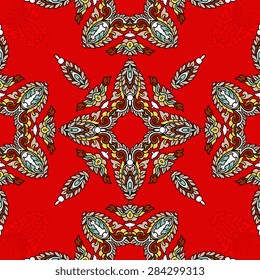 Seamless pattern ethnic style. Vintage decorative texture. Indian, arabic motive.