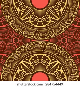 Seamless pattern ethnic style. Vintage decorative texture. Indian, arabic motive.