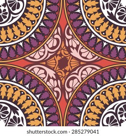 Seamless pattern ethnic style. Vintage decorative texture. Indian, arabic motive.
