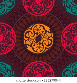 Seamless pattern ethnic style. Vintage decorative texture. Indian, arabic motive.