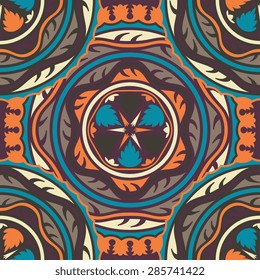Seamless pattern ethnic style. Vintage decorative texture. Indian, arabic motive.
