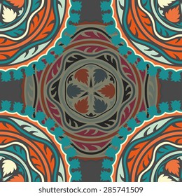 Seamless pattern ethnic style. Vintage decorative texture. Indian, arabic motive.