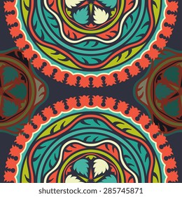 Seamless pattern ethnic style. Vintage decorative texture. Indian, arabic motive.