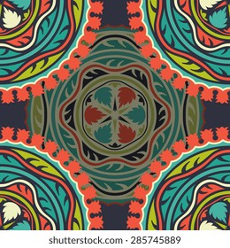 Seamless pattern ethnic style. Vintage decorative texture. Indian, arabic motive.