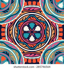 Seamless pattern ethnic style. Vintage decorative texture. Indian, arabic motive.