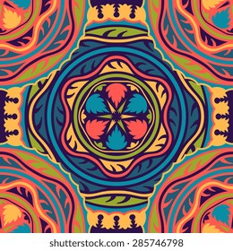 Seamless pattern ethnic style. Vintage decorative texture. Indian, arabic motive.