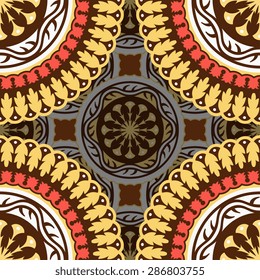 Seamless pattern ethnic style. Vintage decorative texture. Indian, arabic motive.