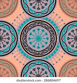 Seamless pattern ethnic style. Vintage decorative texture. Indian, arabic motive.