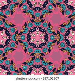 Seamless pattern ethnic style. Vintage decorative texture. Indian, arabic motive.
