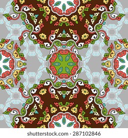 Seamless pattern ethnic style. Vintage decorative texture. Indian, arabic motive.