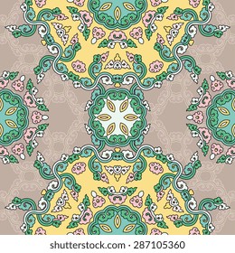 Seamless pattern ethnic style. Vintage decorative texture. Indian, arabic motive.