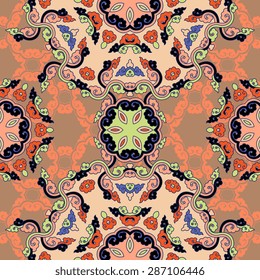Seamless pattern ethnic style. Vintage decorative texture. Indian, arabic motive.
