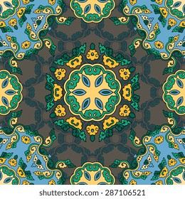 Seamless pattern ethnic style. Vintage decorative texture. Indian, arabic motive.