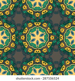 Seamless pattern ethnic style. Vintage decorative texture. Indian, arabic motive.