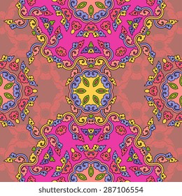 Seamless pattern ethnic style. Vintage decorative texture. Indian, arabic motive.