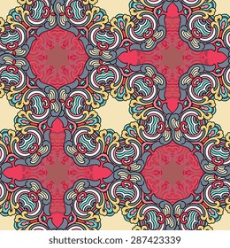 Seamless pattern ethnic style. Vintage decorative texture. Indian, arabic motive.
