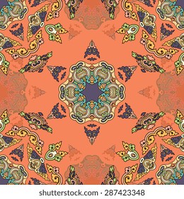 Seamless pattern ethnic style. Vintage decorative texture. Indian, arabic motive.