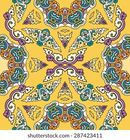 Seamless pattern ethnic style. Vintage decorative texture. Indian, arabic motive.