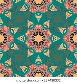 Seamless pattern ethnic style. Vintage decorative texture. Indian, arabic motive.