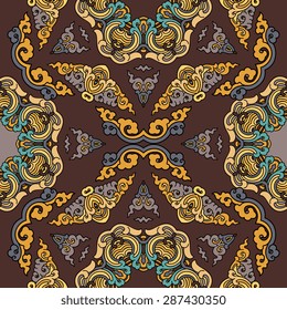 Seamless pattern ethnic style. Vintage decorative texture. Indian, arabic motive.