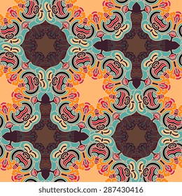 Seamless pattern ethnic style. Vintage decorative texture. Indian, arabic motive.