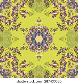 Seamless pattern ethnic style. Vintage decorative texture. Indian, arabic motive.