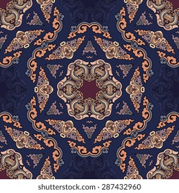 Seamless pattern ethnic style. Vintage decorative texture. Indian, arabic motive.