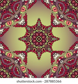 Seamless pattern ethnic style. Vintage decorative texture. Indian, arabic motive.