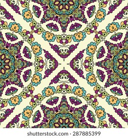 Seamless pattern ethnic style. Vintage decorative texture. Indian, arabic motive.