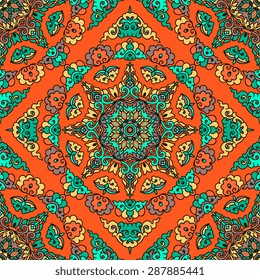 Seamless pattern ethnic style. Vintage decorative texture. Indian, arabic motive.