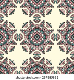 Seamless pattern ethnic style. Vintage decorative texture. Indian, arabic motive.