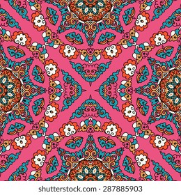 Seamless pattern ethnic style. Vintage decorative texture. Indian, arabic motive.