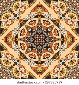 Seamless pattern ethnic style. Vintage decorative texture. Indian, arabic motive.