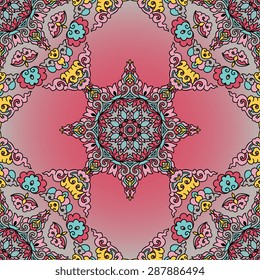 Seamless pattern ethnic style. Vintage decorative texture. Indian, Arabic motive.