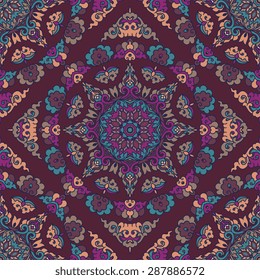 Seamless pattern ethnic style. Vintage decorative texture. Indian, Arabic motive.