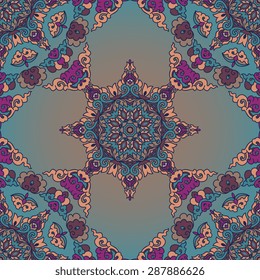 Seamless pattern ethnic style. Vintage decorative texture. Indian, Arabic motive.
