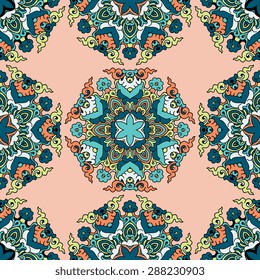 Seamless pattern ethnic style. Vintage decorative texture. Indian, arabic motive.