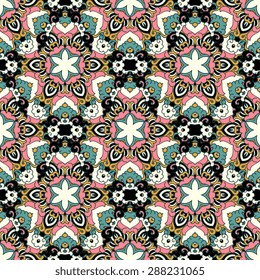 Seamless pattern ethnic style. Vintage decorative texture. Indian, arabic motive.